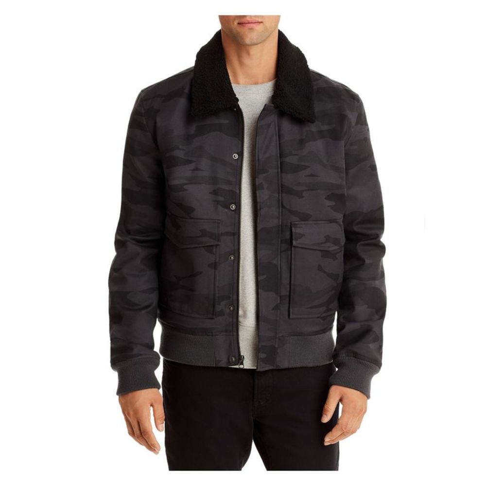 MILLS SUPPLY Mens Gray Camouflage Zip Up Jacket S